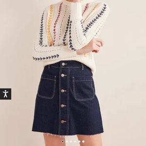 Boden button jean mini skirt